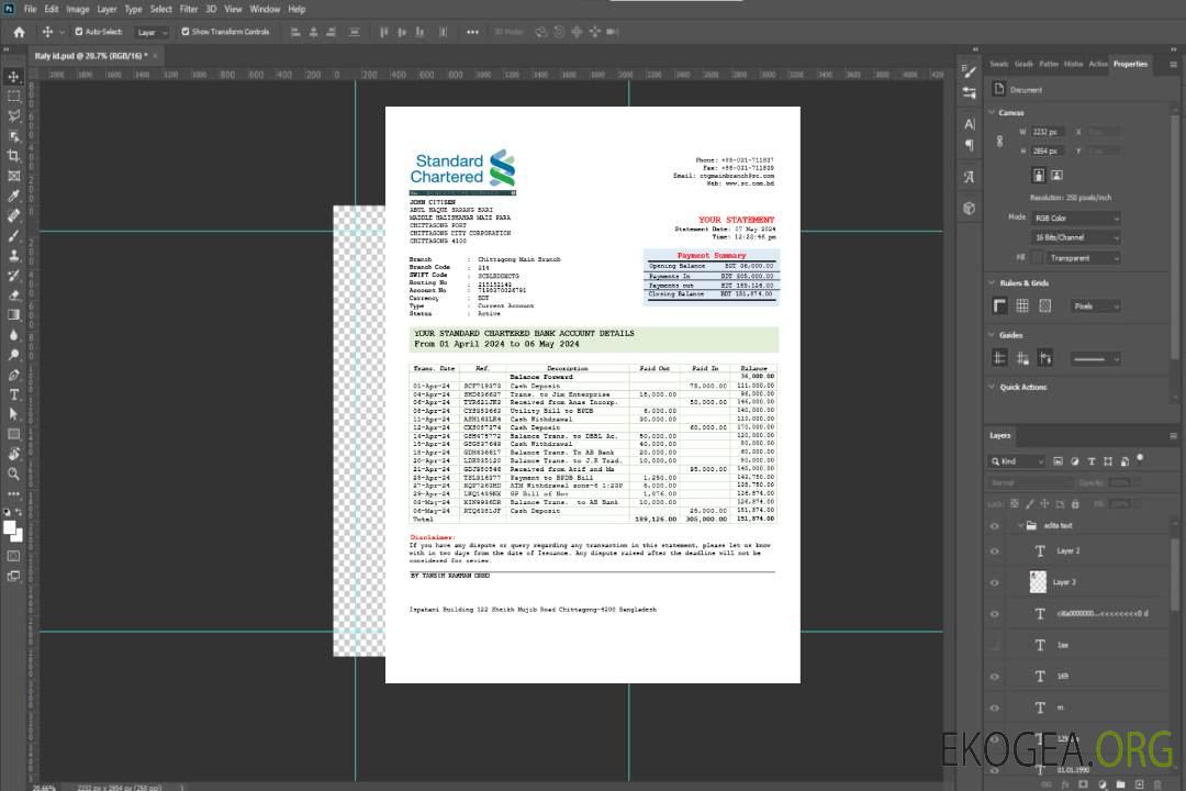 Modèle Word et PDF de relevé bancaire India Standard Chartered, version 2 template Modèle Word et PDF de relevé bancaire India Standard Chartered, version 2 template